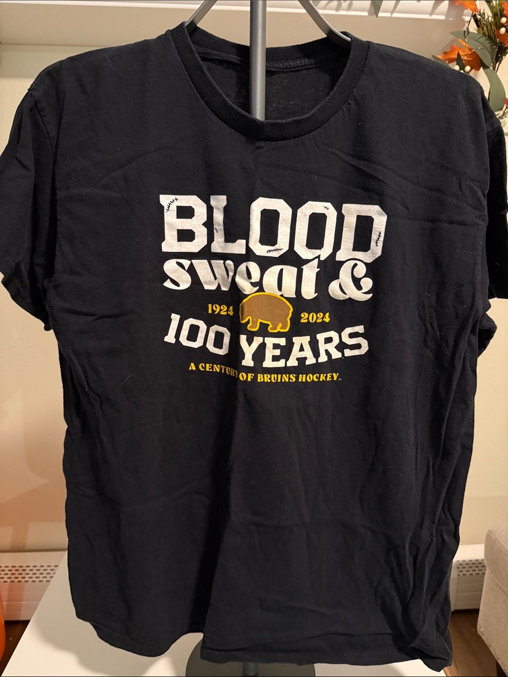 Black 'Blood Sweat & 100 Years' Bruins Hockey Tee